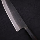 Santoku Blue Steel #2 Kurouchi Chokin Nami-Fuji Manche en Buffle et Ébène 170mm-[Musashi]-[Couteaux de cuisine japonais]