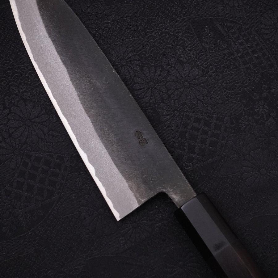 Santoku Blue Steel #2 Kurouchi Chokin Nami-Fuji Manche en Buffle et Ébène 170mm-[Musashi]-[Couteaux de cuisine japonais]