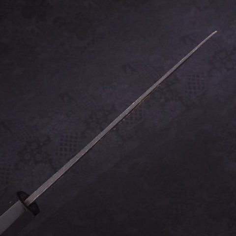 Santoku Blue Steel #2 Kurouchi Chokin Nami-Fuji Manche en Buffle et Ébène 170mm-[Musashi]-[Couteaux de cuisine japonais]