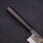 Santoku Blue Steel #2 Kurouchi Chokin Nami-Fuji Manche en Buffle et Ébène 170mm-[Musashi]-[Couteaux de cuisine japonais]