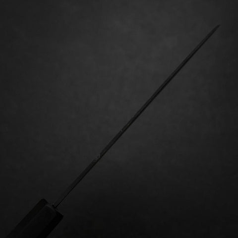 Santoku Blue Steel #2 Kurouchi Chokin Pagode à Cinq Etages Manche en Buffle et Ébène 165mm-[Musashi]-[Couteaux de cuisine japonais]