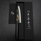 Santoku Blue Steel #2 Kurouchi Chokin Pin Aigle Manche en Buffle et Ébène Noir 165mm-[Musashi]-[Couteaux de cuisine japonais]