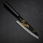 Santoku Blue Steel #2 Kurouchi Chokin Pin Aigle Manche en Buffle et Ébène Noir 165mm-[Musashi]-[Couteaux de cuisine japonais]