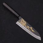 Santoku Blue Steel #2 Kurouchi Chokin Sakura-Fuji Manche en Buffle et Ébène 170mm-[Musashi]-[Couteaux de cuisine japonais]
