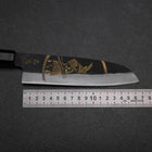 Santoku Blue Steel #2 Kurouchi Chokin Samourai Nouvelle Lune Manche en Buffle et Ébène 165mm-[Musashi]-[Couteaux de cuisine japonais]