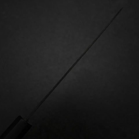 Santoku Blue Steel #2 Kurouchi Chokin Samourai Pleine Lune Manche en Buffle et Ébène Noir 165mm-[Musashi]-[Couteaux de cuisine japonais]