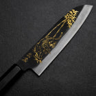 Santoku Blue Steel #2 Kurouchi Chokin Tigre-Bambou Manche en Buffle et Ébène 165mm-[Musashi]-[Couteaux de cuisine japonais]