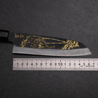 Santoku Blue Steel #2 Kurouchi Chokin Tigre-Bambou Manche en Buffle et Ébène 165mm-[Musashi]-[Couteaux de cuisine japonais]