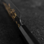 Santoku Blue Steel #2 Kurouchi Chokin Tokyo Tower & Feuille Érable Manche en Buffle et Ébène 165mm-[Musashi]-[Couteaux de cuisine japonais]