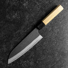 Santoku Blue Steel #2 Kurouchi Damas Manche en Buffle et Magnolia 170mm-[Musashi]-[Couteaux de cuisine japonais]