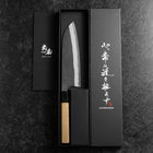 Santoku Blue Steel #2 Kurouchi Damas Manche en Buffle et Magnolia 170mm-[Musashi]-[Couteaux de cuisine japonais]