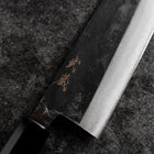 Santoku Blue Steel #2 Kurouchi Damas Manche en Buffle et Noyer 165mm-[Musashi]-[Couteaux de cuisine japonais]