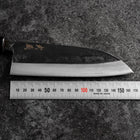 Santoku Blue Steel #2 Kurouchi Damas Manche en Buffle et Noyer 165mm-[Musashi]-[Couteaux de cuisine japonais]