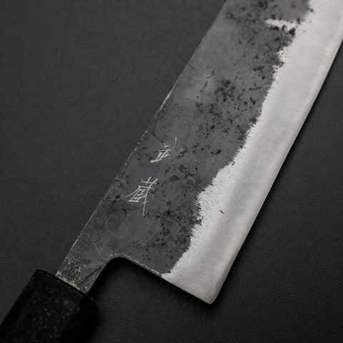 Santoku Blue Steel #2 Kurouchi Manche Ishime Noir 165mm-[Musashi]-[Couteaux de cuisine japonais]