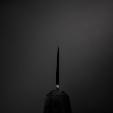 Santoku Blue Steel #2 Kurouchi Manche Ishime Noir 165mm-[Musashi]-[Couteaux de cuisine japonais]