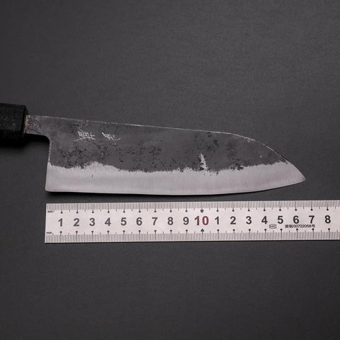 Santoku Blue Steel #2 Kurouchi Manche Ishime Noir 165mm-[Musashi]-[Couteaux de cuisine japonais]