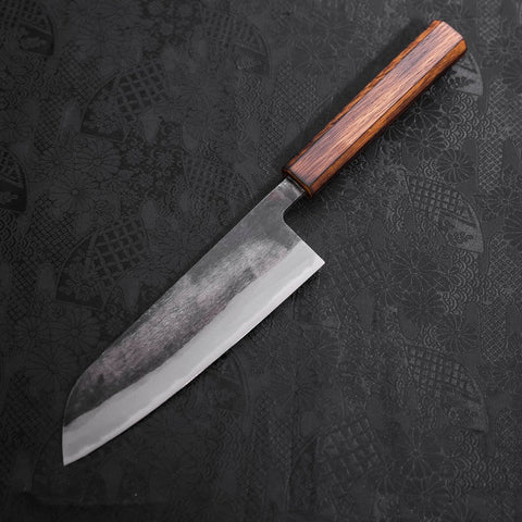 Santoku Blue Steel #2 Kurouchi Manche Sumi Urushi 165mm-[Musashi]-[Couteaux de cuisine japonais]