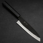Santoku Blue Steel #2 Kurouchi Manche Urushi Bleu Sombre 165mm-[Musashi]-[Couteaux de cuisine japonais]