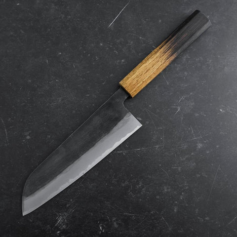 Santoku Blue Steel #2 Kurouchi Manche Yaki Urushi 165mm-[Musashi]-[Couteaux de cuisine japonais]