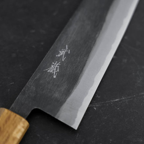 Santoku Blue Steel #2 Kurouchi Manche Yaki Urushi 165mm-[Musashi]-[Couteaux de cuisine japonais]