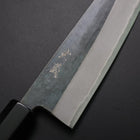 Santoku Blue Steel #2 Kurouchi Manche en Buffle et Ébène 165mm-[Musashi]-[Couteaux de cuisine japonais]