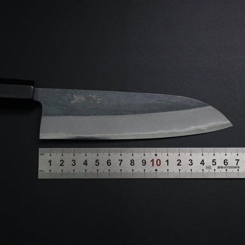 Santoku Blue Steel #2 Kurouchi Manche en Buffle et Ébène 165mm-[Musashi]-[Couteaux de cuisine japonais]