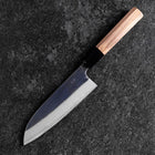 Santoku Blue Steel #2 Kurouchi Manche en Buffle et Noyer 165mm-[Musashi]-[Couteaux de cuisine japonais]