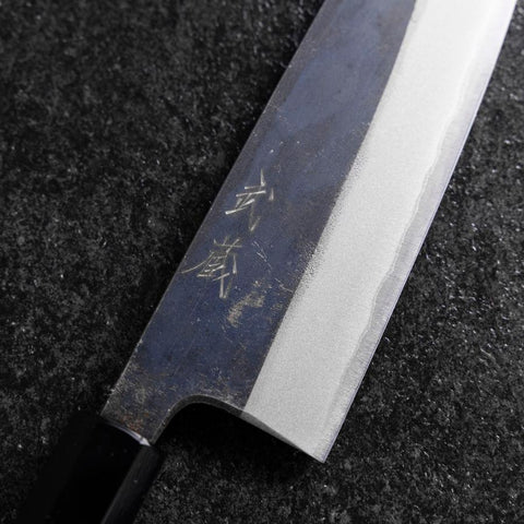 Santoku Blue Steel #2 Kurouchi Manche en Buffle et Noyer 165mm-[Musashi]-[Couteaux de cuisine japonais]