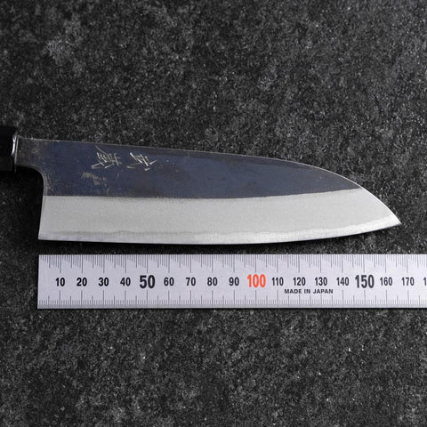 Santoku Blue Steel #2 Kurouchi Manche en Buffle et Noyer 165mm-[Musashi]-[Couteaux de cuisine japonais]