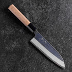 Santoku Blue Steel #2 Kurouchi Manche en Buffle et Noyer 165mm-[Musashi]-[Couteaux de cuisine japonais]