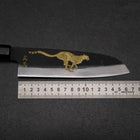 Santoku Blue Steel #2 Kurouchi Manche en Chokin Guépard Buffle et Ébène 165mm-[Musashi]-[Couteaux de cuisine japonais]