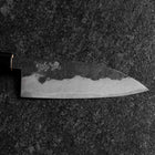 Santoku Blue Steel #2 Kurouchi Manche en Zelkova Oval 150mm-[Musashi]-[Couteaux de cuisine japonais]