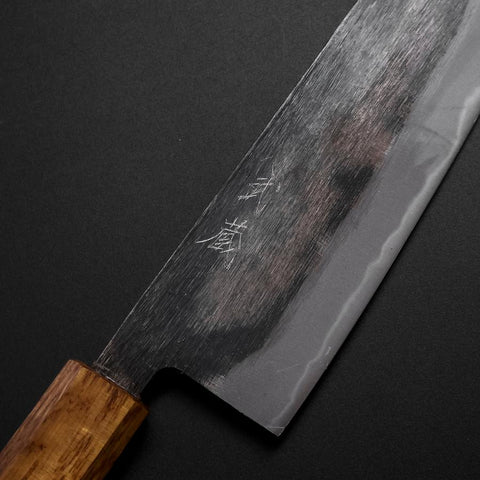 Santoku Blue Steel #2 Kurouchi Yaki-Urushi Handle 165mm (6.5”)-[Musashi]-[Couteaux de cuisine japonais]