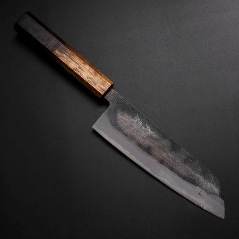 Santoku Blue Steel #2 Kurouchi Yaki-Urushi Handle 165mm (6.5”)-[Musashi]-[Couteaux de cuisine japonais]