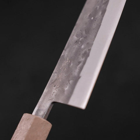 Santoku Blue Steel #2 Nashiji Revêtement Inox Manche Urushi Blanc 165mm-[Musashi]-[Couteaux de cuisine japonais]