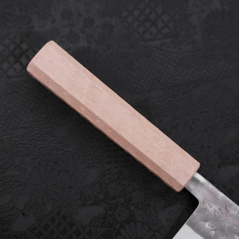Santoku Blue Steel #2 Nashiji Revêtement Inox Manche Urushi Blanc 165mm-[Musashi]-[Couteaux de cuisine japonais]
