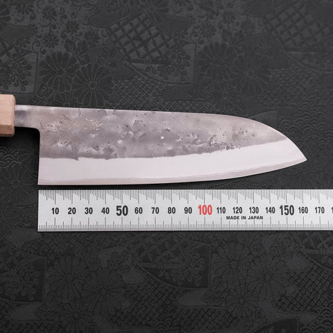 Santoku Blue Steel #2 Nashiji Revêtement Inox Manche Urushi Blanc 165mm-[Musashi]-[Couteaux de cuisine japonais]