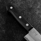 Santoku Blue Steel #2 Poli Manche Occidental Noir 145mm (Tsuba-nashi)-[Musashi]-[Couteaux de cuisine japonais]