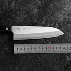 Santoku Blue Steel #2 Poli Manche Occidental Noir 145mm (Tsuba-nashi)-[Musashi]-[Couteaux de cuisine japonais]