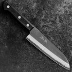 Santoku Blue Steel #2 Poli Manche Occidental Noir 145mm (Tsuba-nashi)-[Musashi]-[Couteaux de cuisine japonais]