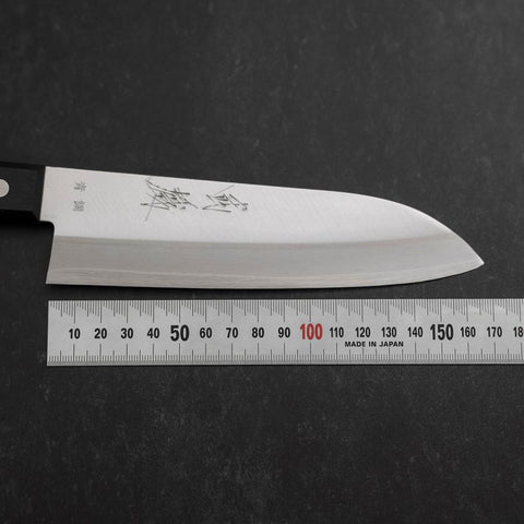 Santoku Blue Steel #2 Poli Manche Occidental Noir 165mm-[Musashi]-[Couteaux de cuisine japonais]