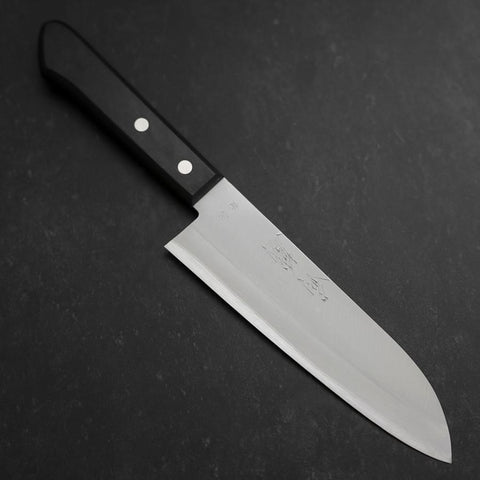 Santoku Blue Steel #2 Poli Manche Occidental Noir 165mm-[Musashi]-[Couteaux de cuisine japonais]