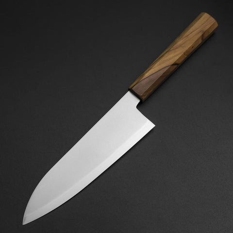 Santoku Blue Steel #2 Poli Manche en Olivier 170mm-[Musashi]-[Couteaux de cuisine japonais]