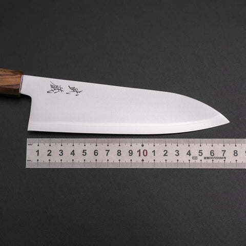 Santoku Blue Steel #2 Poli Manche en Olivier 170mm-[Musashi]-[Couteaux de cuisine japonais]