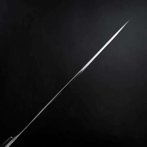 Santoku Blue Steel #2 Revêtement Inox Damas Coloré Manche Occidental en Bois de Fer 180mm-[Musashi]-[Couteaux de cuisine japonais]