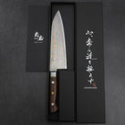 Santoku Blue Steel #2 Revêtement Inox Damas Coloré Manche Occidental en Bois de Fer 180mm-[Musashi]-[Couteaux de cuisine japonais]
