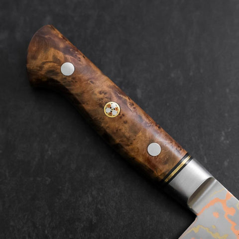 Santoku Blue Steel #2 Revêtement Inox Damas Coloré Manche Occidental en Karin 180mm-[Musashi]-[Couteaux de cuisine japonais]