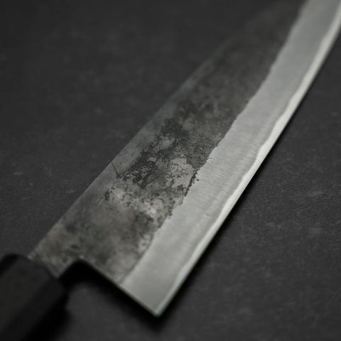 Santoku Blue Steel #2 Revêtement Inox Kurouchi Manche en Caoutchouc 165mm-[Musashi]-[Couteaux de cuisine japonais]