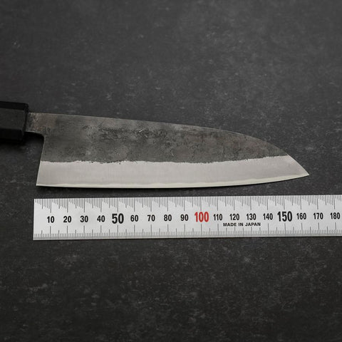 Santoku Blue Steel #2 Revêtement Inox Kurouchi Manche en Caoutchouc 165mm-[Musashi]-[Couteaux de cuisine japonais]
