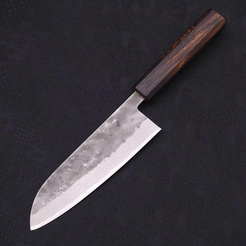Santoku Blue Steel #2 Revêtement Inox Nashiji Manche Sumi Urushi 165mm-[Musashi]-[Couteaux de cuisine japonais]